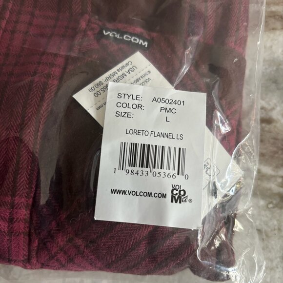 VOLCOM - Loreto Flannel Long Sleeve Shirt - Pumice - Large - Picture 6 of 6